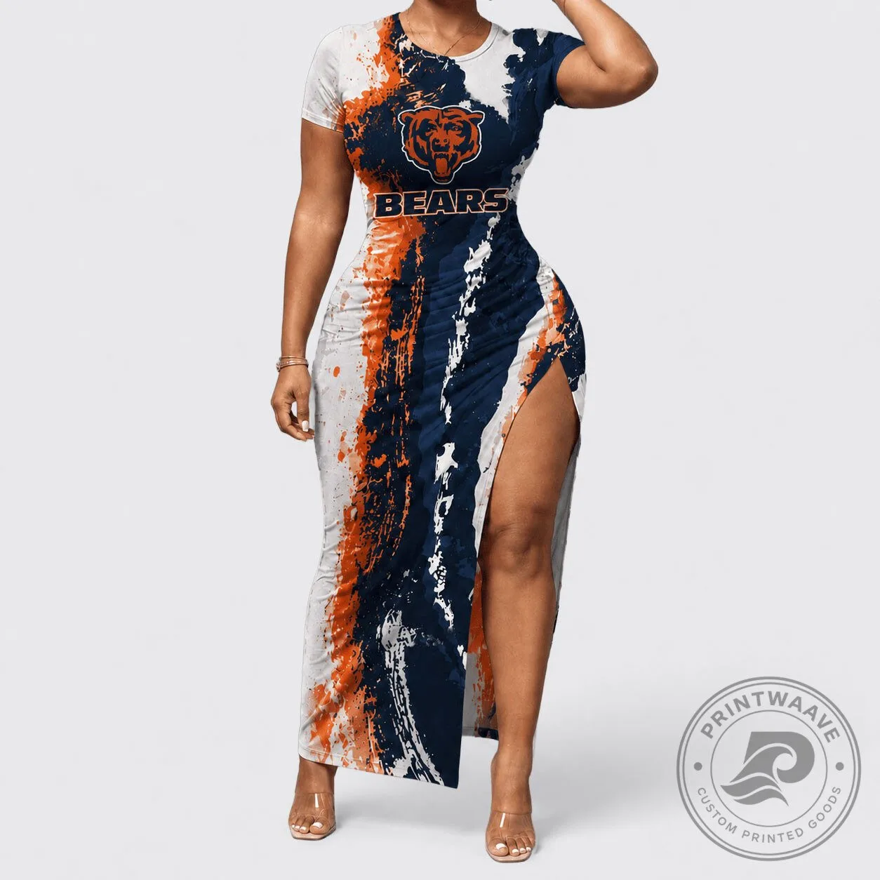splash ladies dress Chicago Bears Paint Women's Bodycon [color:dark pink]color_family:dark pink--7974356025601