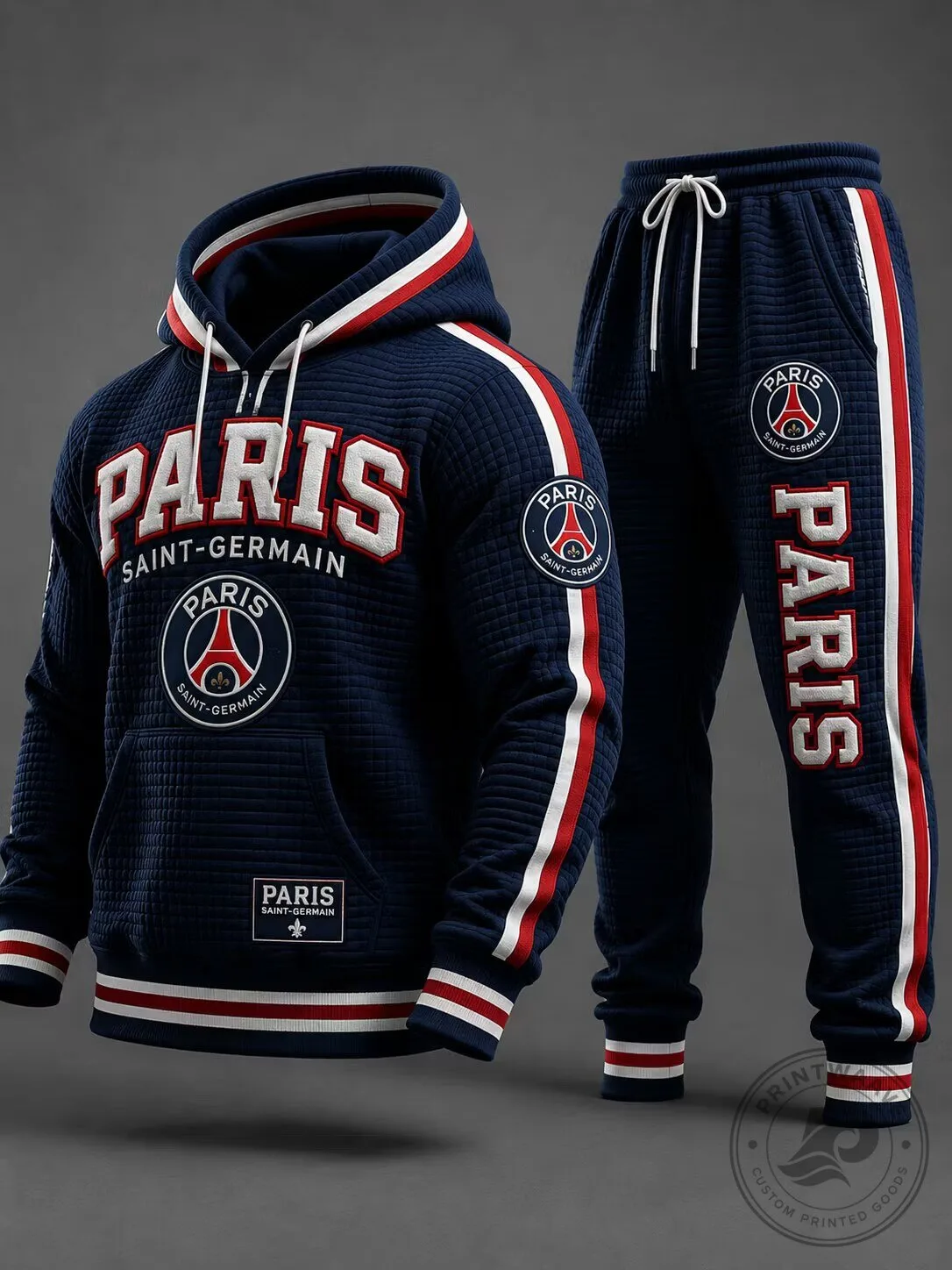 Paris Saint-Germain Football Club Navy Blue Hoodie and Pants Set